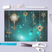 Antiek Skeleton Keys op groene achtergrond Tissuepapier (Craft)