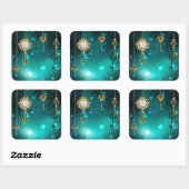Antiek Skeleton Keys op groene achtergrond Vierkante Sticker (Vel)