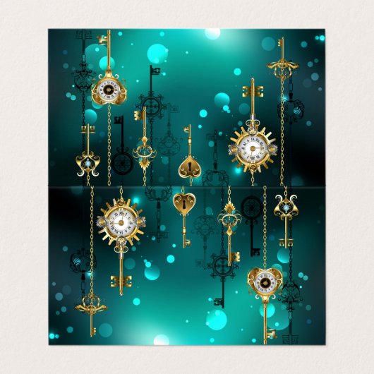 Antiek Skeleton Keys op groene achtergrond Visitekaartjes (Buitenkant ongevouwen)