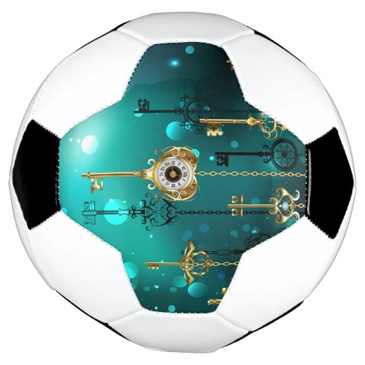 Antiek Skeleton Keys op groene achtergrond Voetbal (Gedraaid)