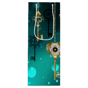 Antiek Skeleton Keys op groene achtergrond Wijn Cadeautas
