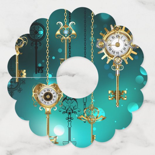 Antiek Skeleton Keys op groene achtergrond Wijnglaslabel (Achterkant)