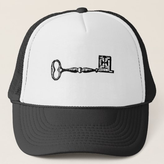 Antiek skeletsleutelgravering trucker pet (Voorkant)