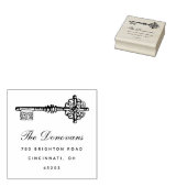 Antiek sleutel gepersonaliseerde retour adres stem rubberstempel (Gestempeld)