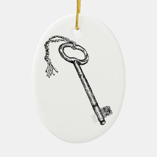 Antiek sleutel keramisch ornament (Voorkant)