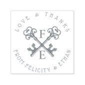 Antiek Sleutel Monogram Initialen Circle Crest Zelfinktende Stempel (Design)