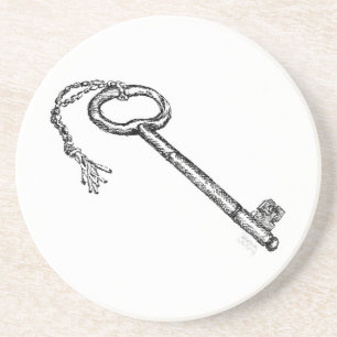 Antiek sleutel zandsteen onderzetter