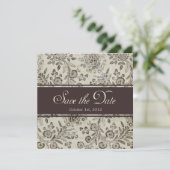 Antiek sparen de Datum Floral Douane Save The Date (Staand voorkant)