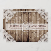 Antiek Sparkle Witte Kant Huwelijksuitnodiging Kaart (Voorkant / Achterkant)