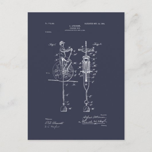 Antiek Speelgoed 1904 Patenttekening Briefkaart (Voorkant)