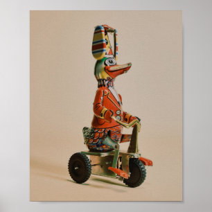 Antiek Speelgoed Duck op Bike Poster