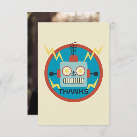 Antiek Speelgoed Robot Verjaardag Bedankkaart (Voorkant / Achterkant)