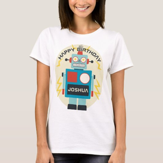 Antiek Speelgoed Robot Verjaardag T-shirt (Voorkant)