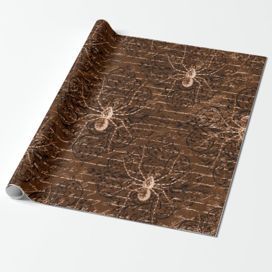 Antiek Spinnenpatroon Cadeaupapier (Uitgerold)