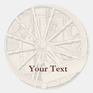 Antiek Spinning Wheel Arts Craft Sticker Naam Tag