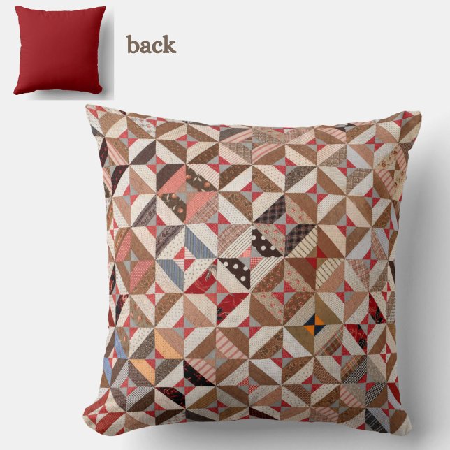 Antiek Spoolpatroonpatchwork Quilt Omkeerbaar Kussen (Add rustic elegance to your home with this vintage patchwork quilt pattern throw pillow.)