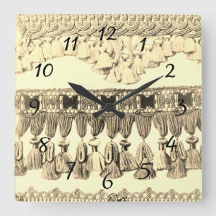 Antiek stammenpatroon van tassel en kant vierkante klok