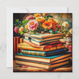 Antiek stapel  boeken en bloemen