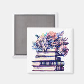 Antiek stapel boeken en Rozen Magneet (Voorkant / Achterkant)