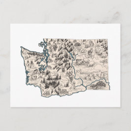 Antiek State Chart of Washington  Afbeelding Briefkaart