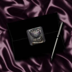 Antiek steampunk ketel Stapel Spellbooks Vierkante Sticker