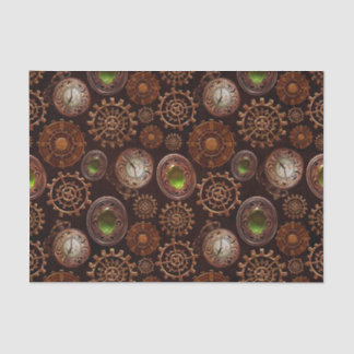  Antiek steampunk-klok en -tandwielen Tissuepapier