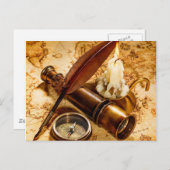 antiek steampunk nautical telescope compass briefkaart (Voorkant / Achterkant)