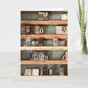 antiek stempels voor drukletters feestdagen kaart