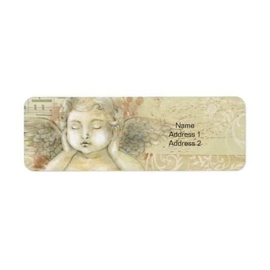 Antiek stijl Cherub Angel met handen over de oren Etiket (Voorkant)