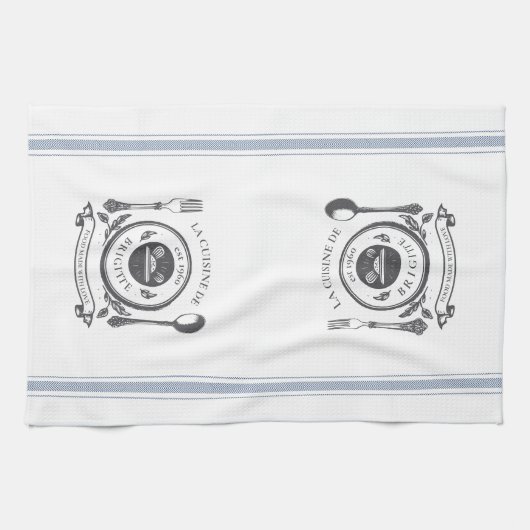 Antiek  Stijl Franse Koken Custom Naam Theedoek (Horizontaal)