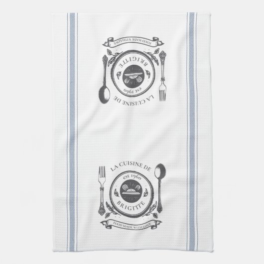 Antiek  Stijl Franse Koken Custom Naam Theedoek (Verticaal)