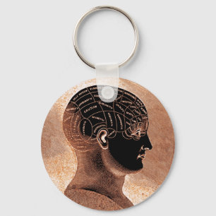 Antiek Stijl Golden Mind Phrenology head Sleutelhanger