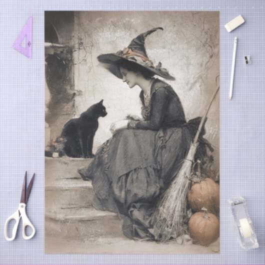 Antiek stijl heks en kattenkunst decoupage tissuepapier (Craft)