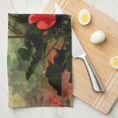 Antiek stijl Rood-geraniumvloerschalen Theedoek (Quarter Fold)