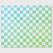 Antiek Stijl Wit Blauw en Groen Checkerboard Cadeaupapier (Vlak)