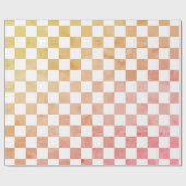 Antiek Stijl Wit Sinaasappel en Roze Checkerboard Cadeaupapier (Vlak)