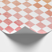 Antiek Stijl Wit Sinaasappel en Roze Checkerboard Cadeaupapier (Hoek)