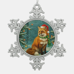 Antiek stijl Woodland Fox kerstversiering Tin Sneeuwvlok Ornament