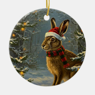 Antiek stijl Woodland Hare Christmas Ornament