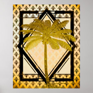 Antiek stijlvol deco-palm Poster