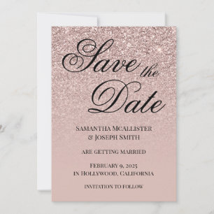 Antiek Stoffige Roze Glitter Gradient Save The Date