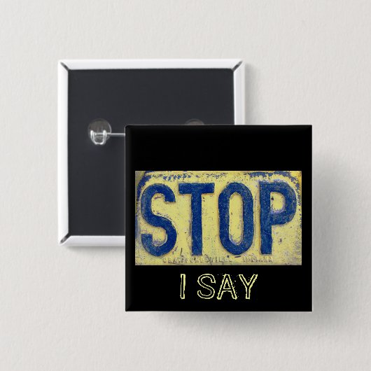 Antiek STOP-gebarentaal Button (Voorkant /achterkant)