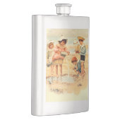 Antiek Strand Jongen Meisje Kinderen Fine Art Heupfles (Rechts)