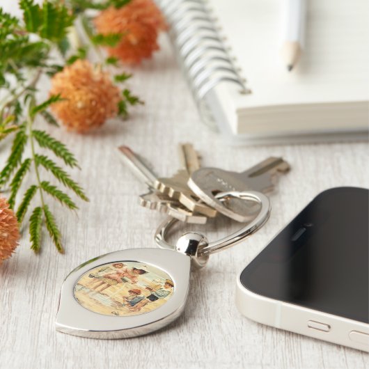  Antiek Strand Jongen Meisje Kinderen Fine Art Sleutelhanger (Zijkant)