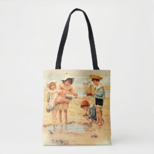  Antiek Strand Jongen Meisje Kinderen Fine Art Tote Bag