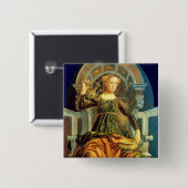 ANTIEK STREEFCIJFERS 14 / TEMPERANTIE VIERKANTE BUTTON 5,1 CM (Voorkant /achterkant)