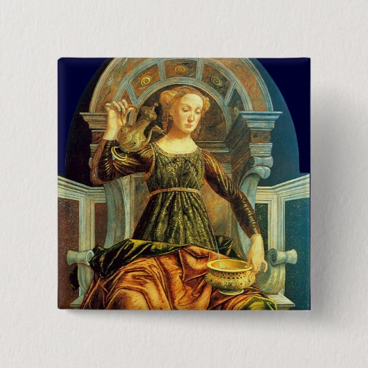 ANTIEK STREEFCIJFERS 14 / TEMPERANTIE VIERKANTE BUTTON 5,1 CM (Voorkant)