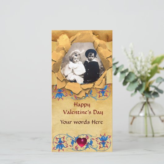 ANTIEK STROOMAFLORAAL EN HARTVALENTINE DAGELIJKS P FEESTDAGENKAART (Staand voorkant)