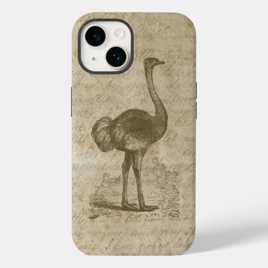 Antiek struisvogelscript grunge papier Case-Mate iPhone case (Achterkant)
