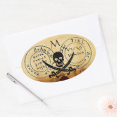 ANTIEK TALISMAN/PIRAAT TREASURE MAP OVALE STICKER (Envelop)